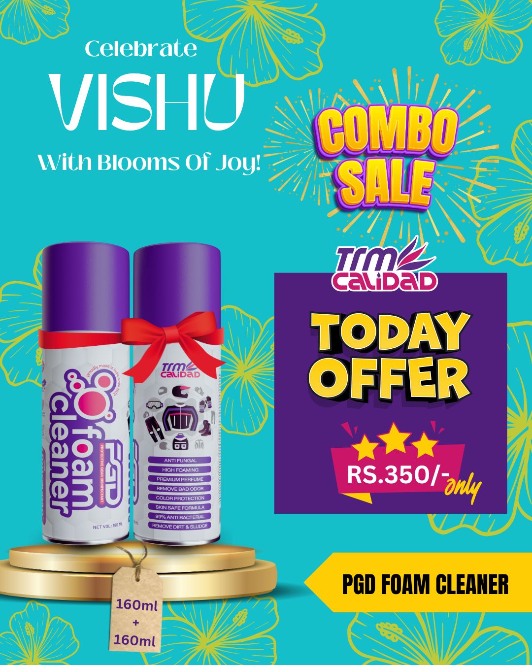 PGD FOAM CLEANER 160ML two nos combo (HELMET, JACKET, SHOES, GLOVES, PADS, etc CLEANER ) (Copy)