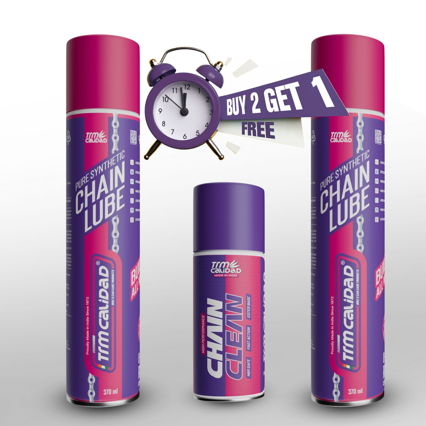 Buy two pure synthetic chain Lube 370ml and Get 1 chain Cleaner 150ml Free