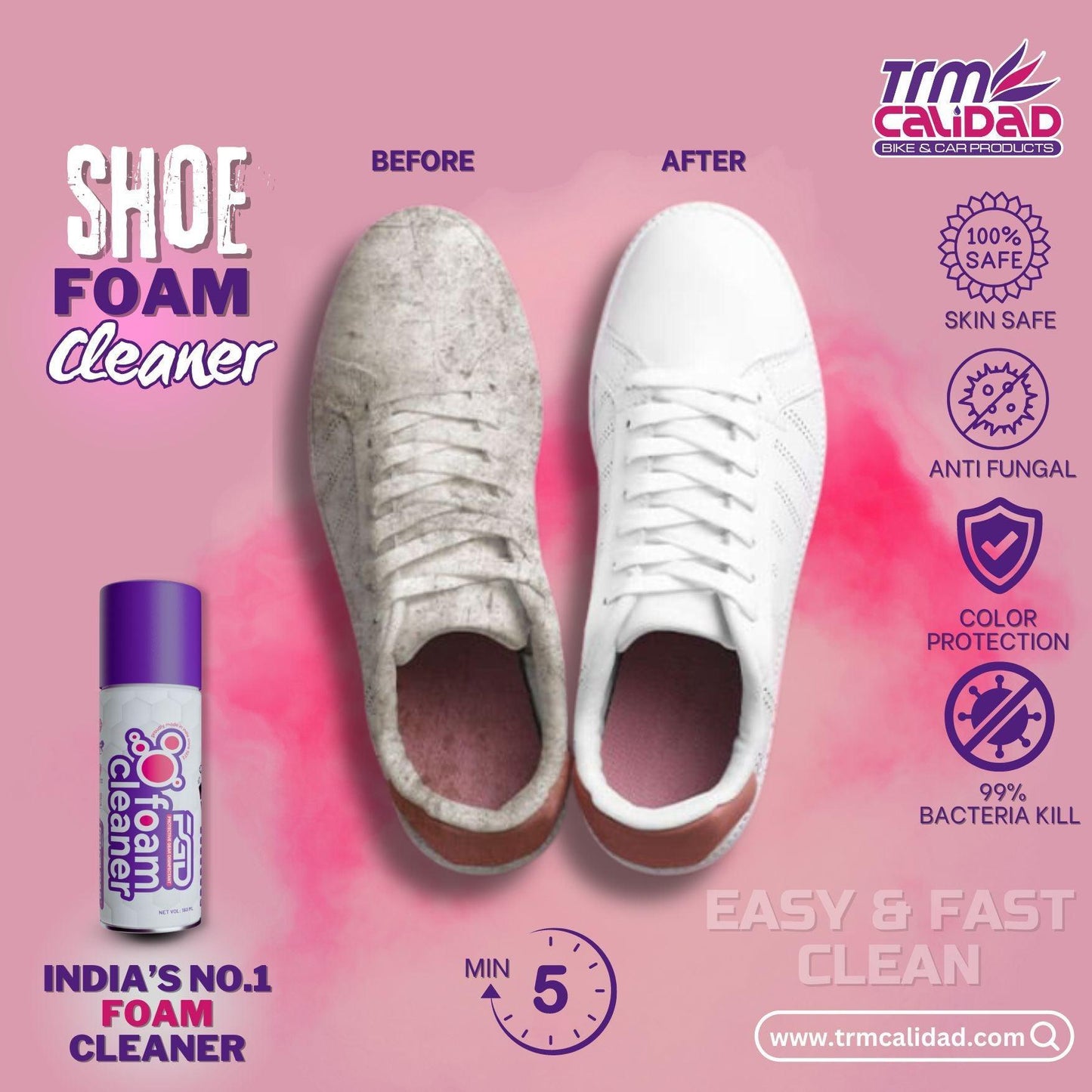 PGD FOAM CLEANER 160ML (HELMET, JACKET, SHOES, GLOVES, PADS, etc CLEANER ) - Trmcalidad India