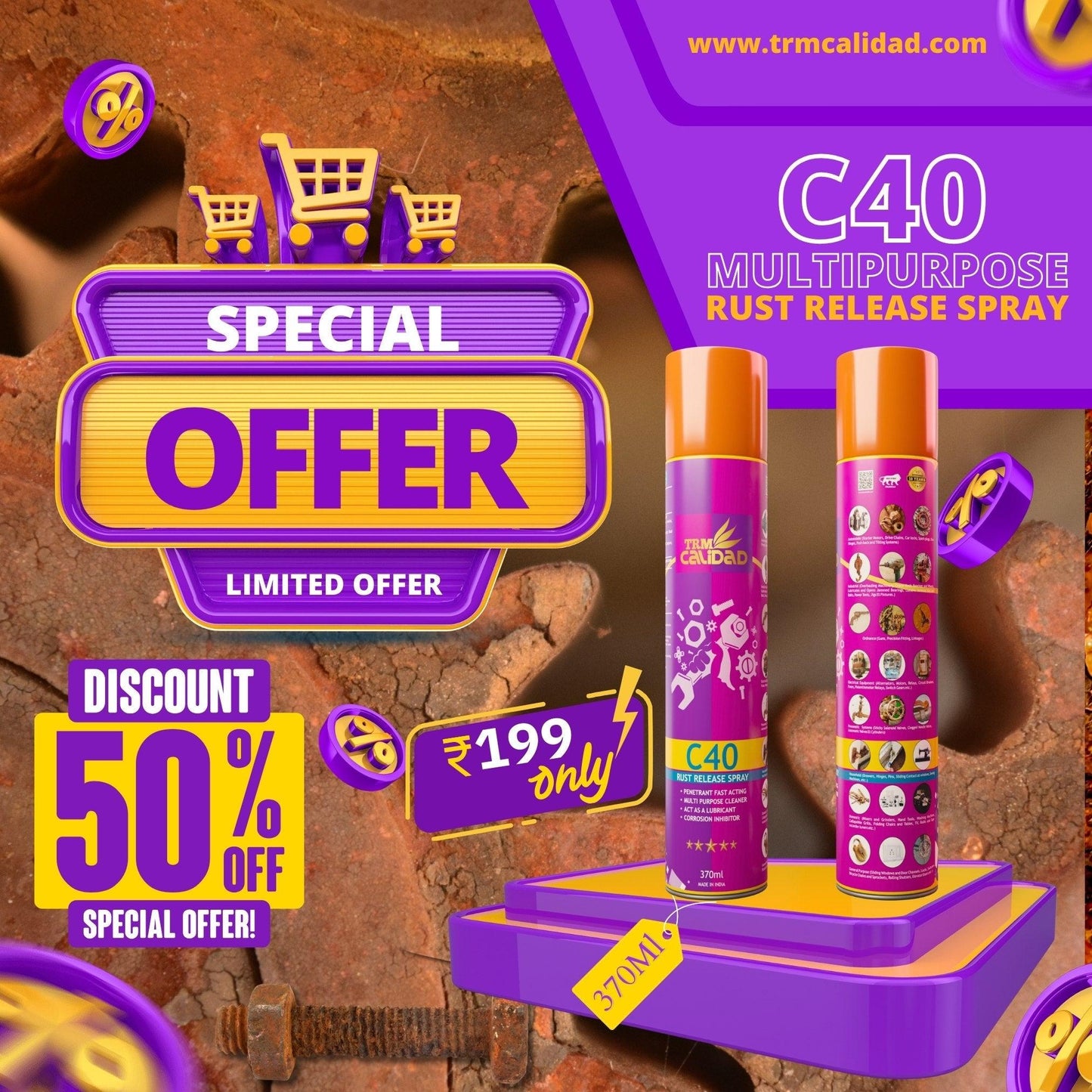 C40 Rust release spray 370ML - Trmcalidad India